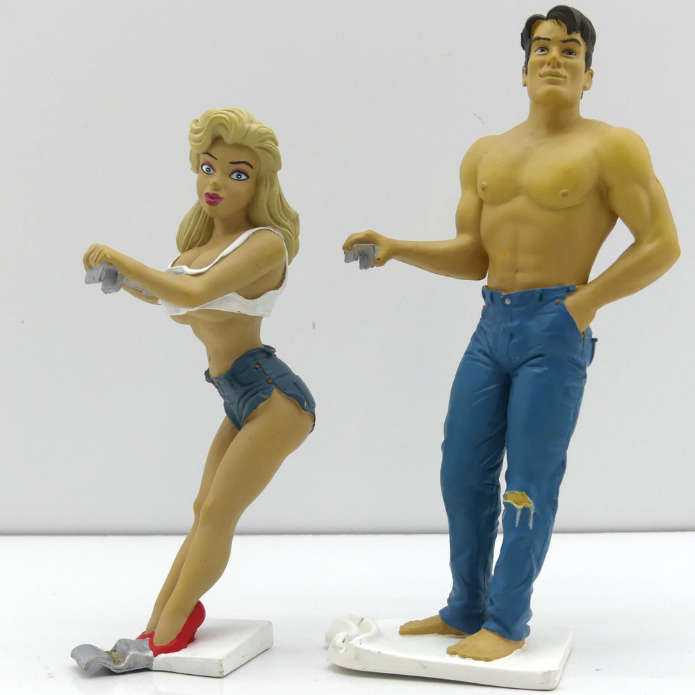 Vintage Bottoms Up R. Demars Ganz Sexy Blonde Hot Guy Beer Can Holder Lot of 2